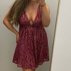 Lulu’s Lace Overlay Skater Dress